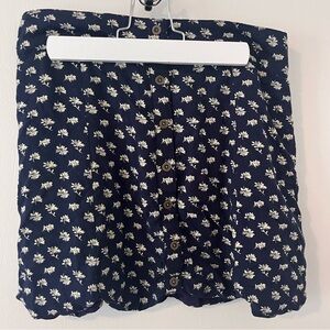 Flying Tomato Navy Blue Scallop Bottom Floral Skirt 100% Rayon Large